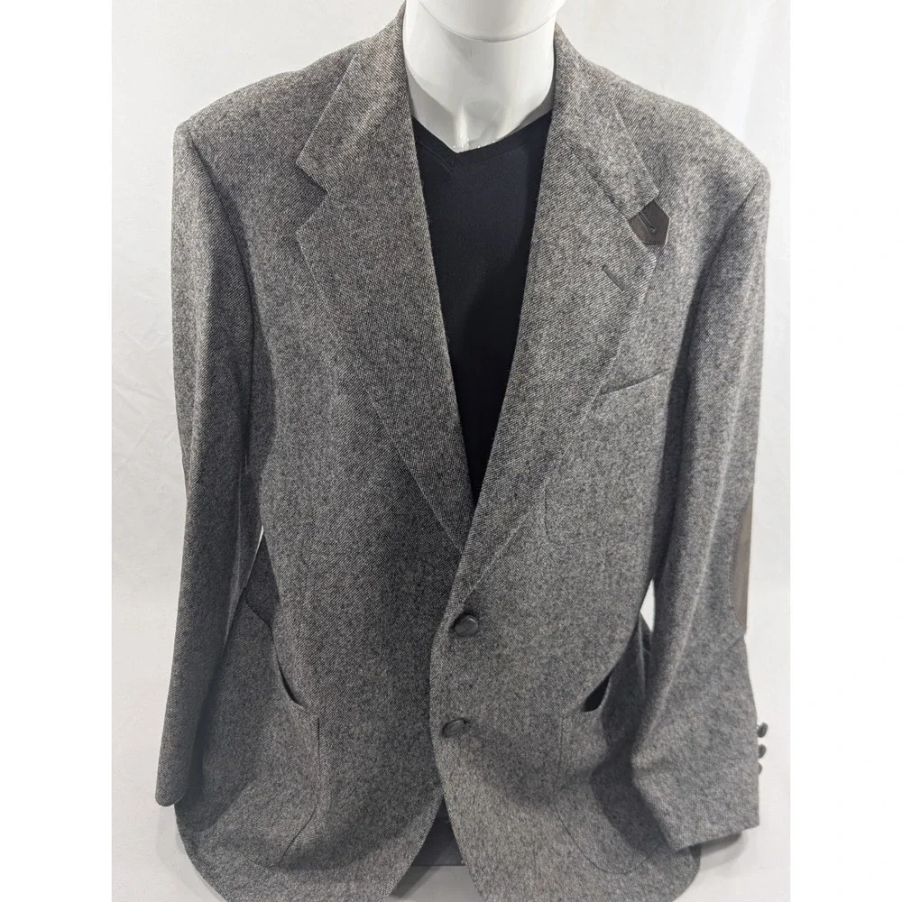 Stafford Blazer Sport Coat Suit Jacket Heavy Thick Wool‎ Gray Confetti 44R 46
